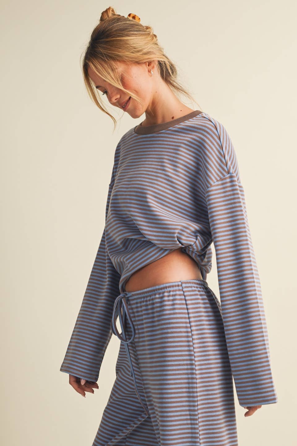 Striped Cotton Knit Oversized Top