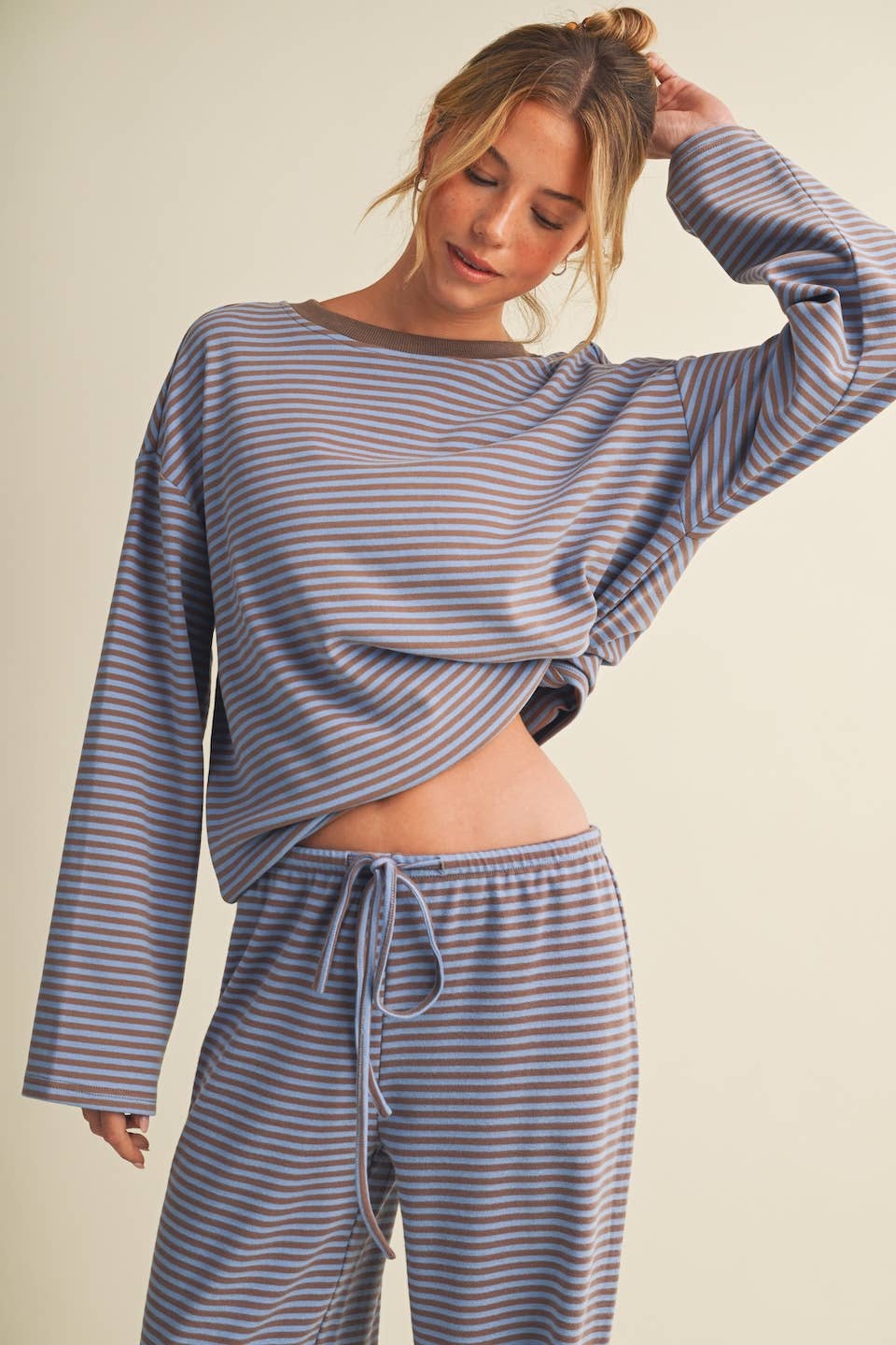 Striped Cotton Knit Oversized Top
