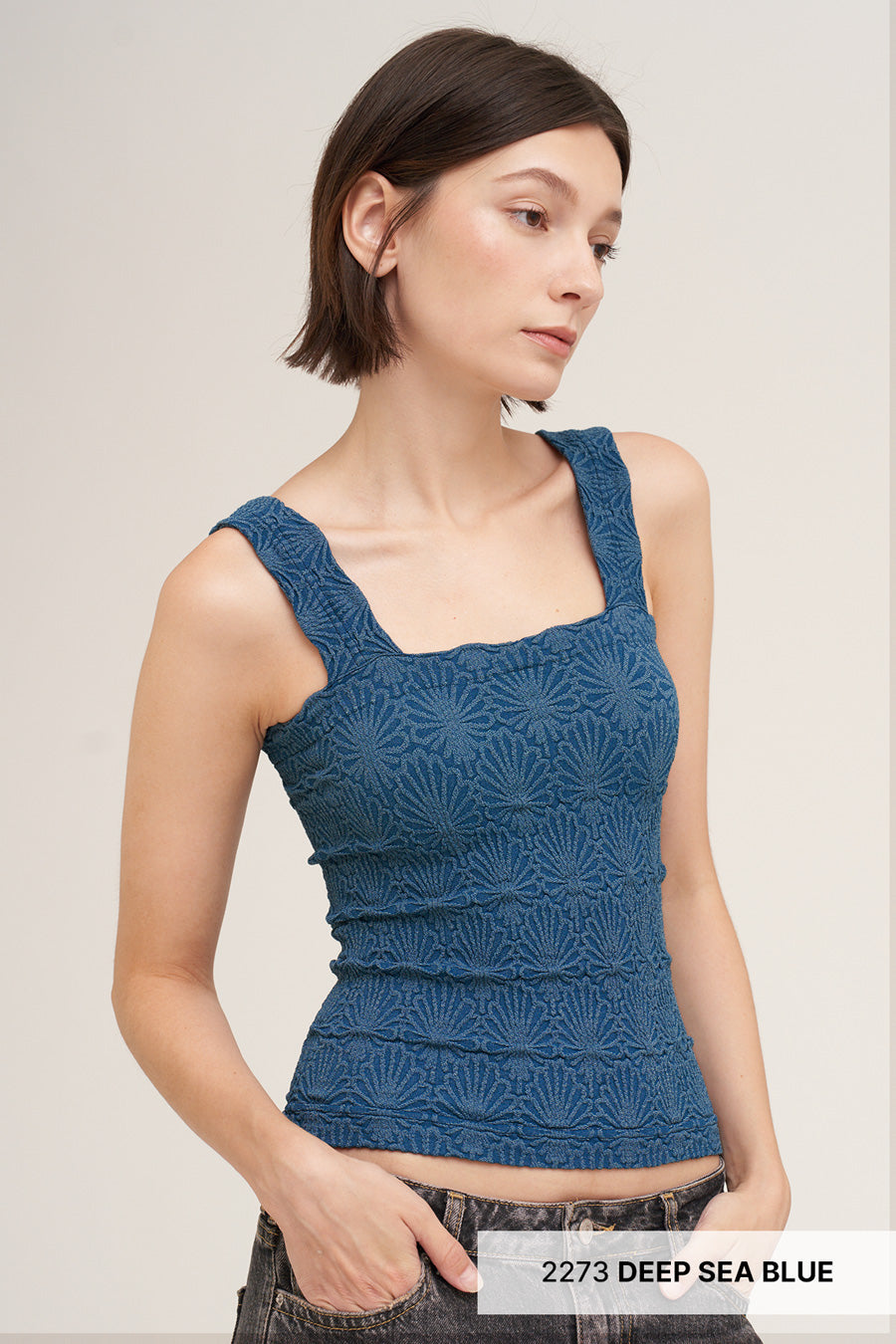 Lacey Textured Square Neck Tank