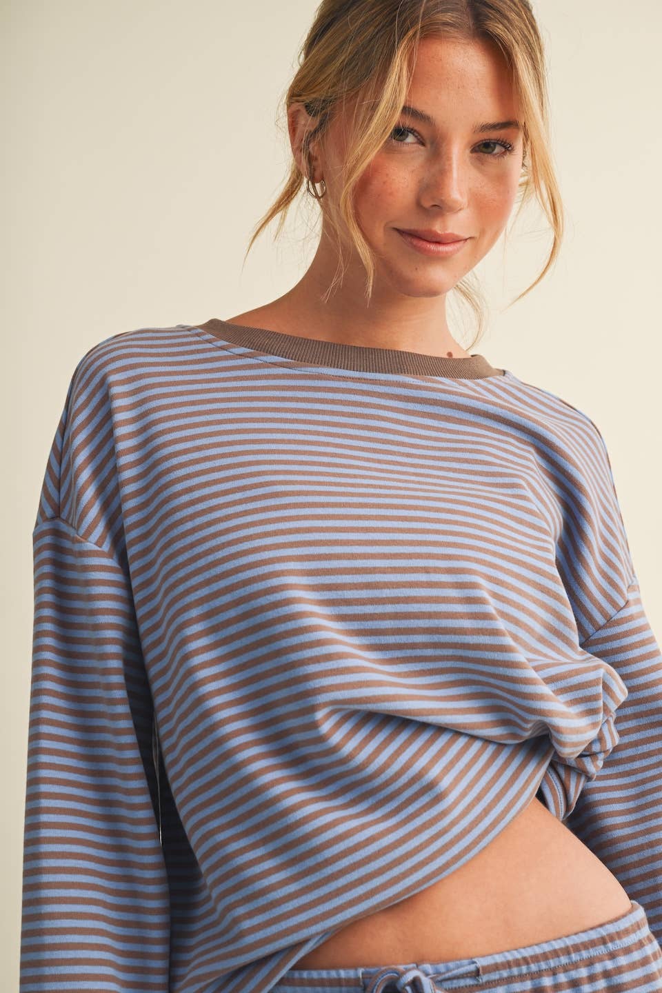 Striped Cotton Knit Oversized Top