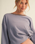 Striped Cotton Knit Oversized Top