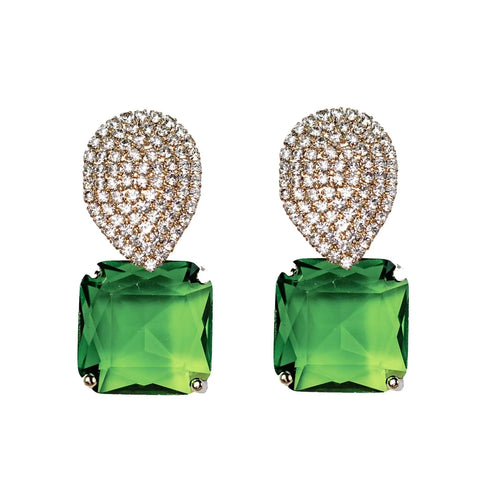 Retro Pave Crystal and Peridot Gumdrop Earrings