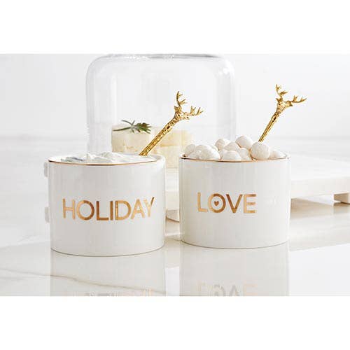 Gold Holiday Dip Bowls Book Box - Set of 2