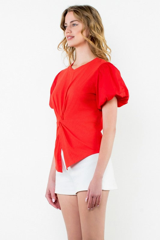 Polly Puff Sleeve Twist Front Top