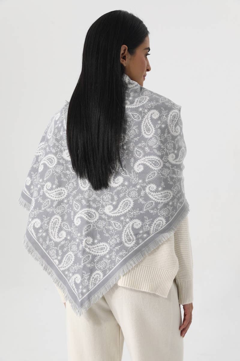 Women Paisley Print Tassel Triangle Scarf Warm Shawl Wrap