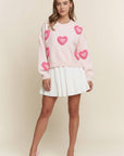 Lux Embroidered Heart Sweater Top