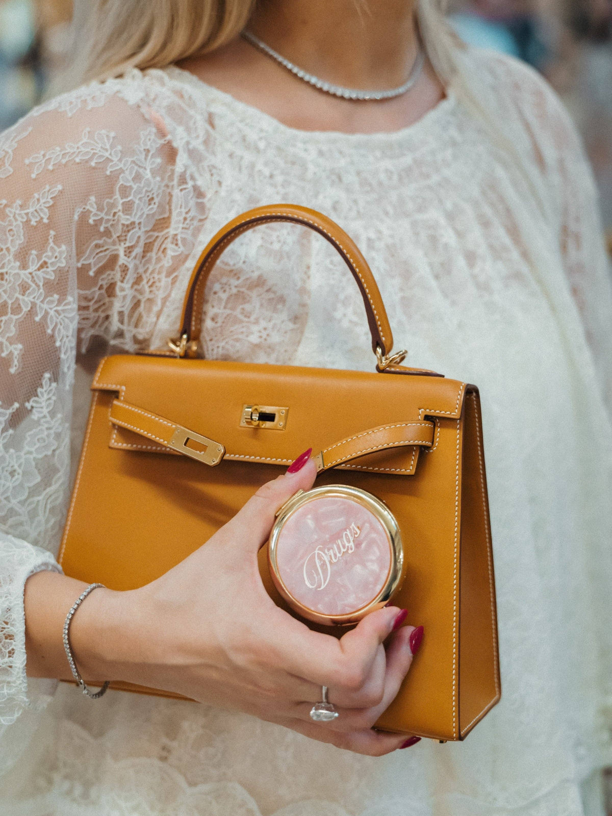 Hand-painted Drugs Handbag Hero Pill Compact