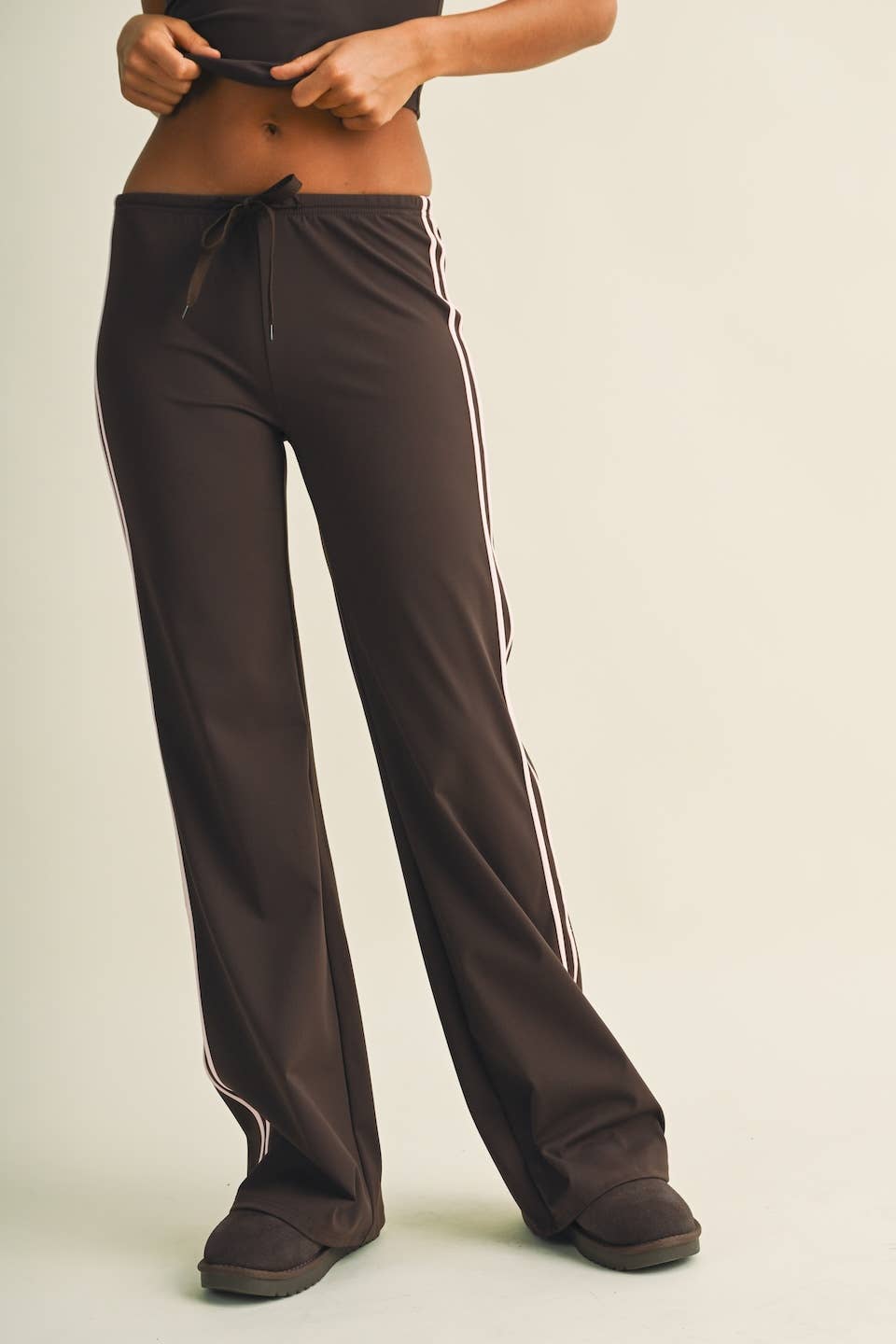 Side Stripe Low Waist Straight Leg Pants