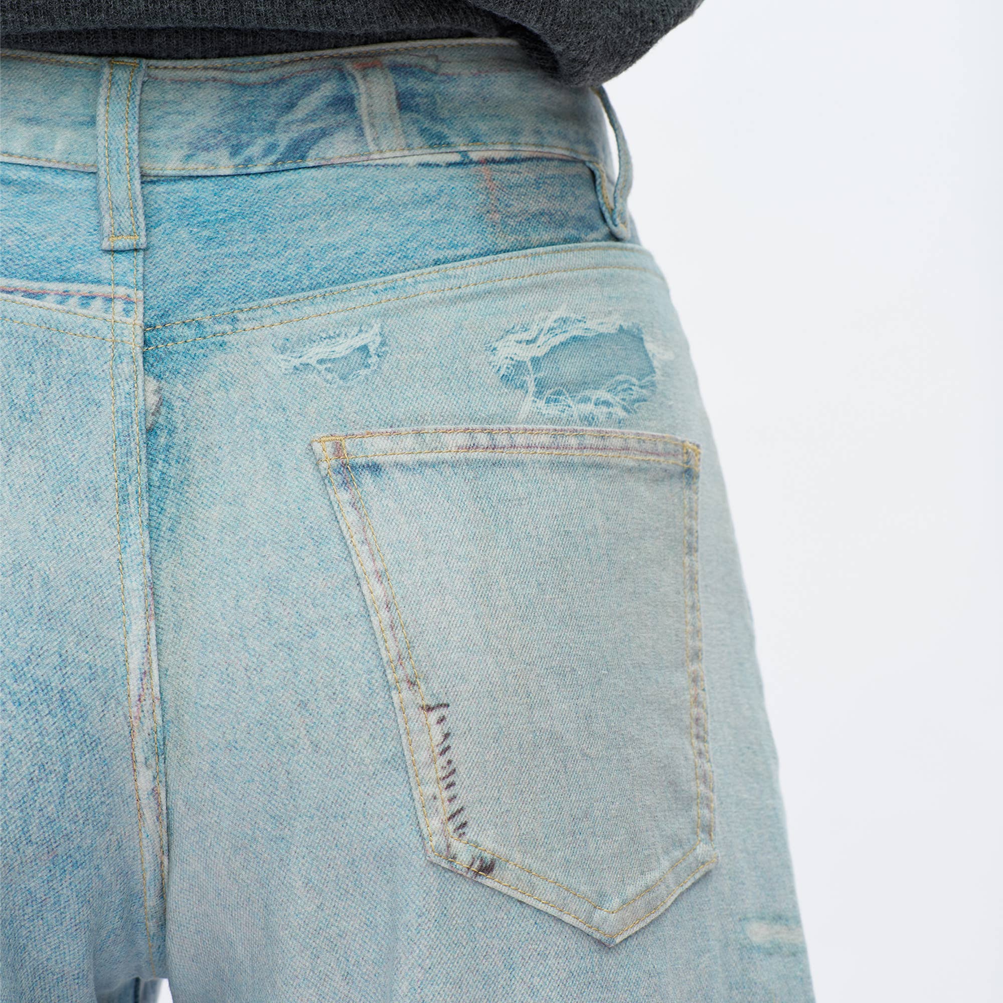 Patchwork Barrel Leg Jean