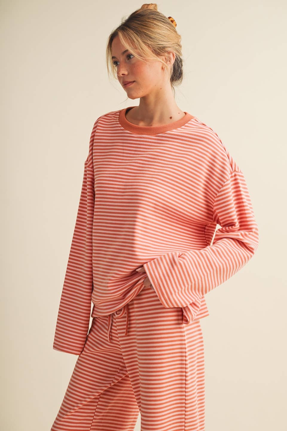 Striped Cotton Knit Oversized Top