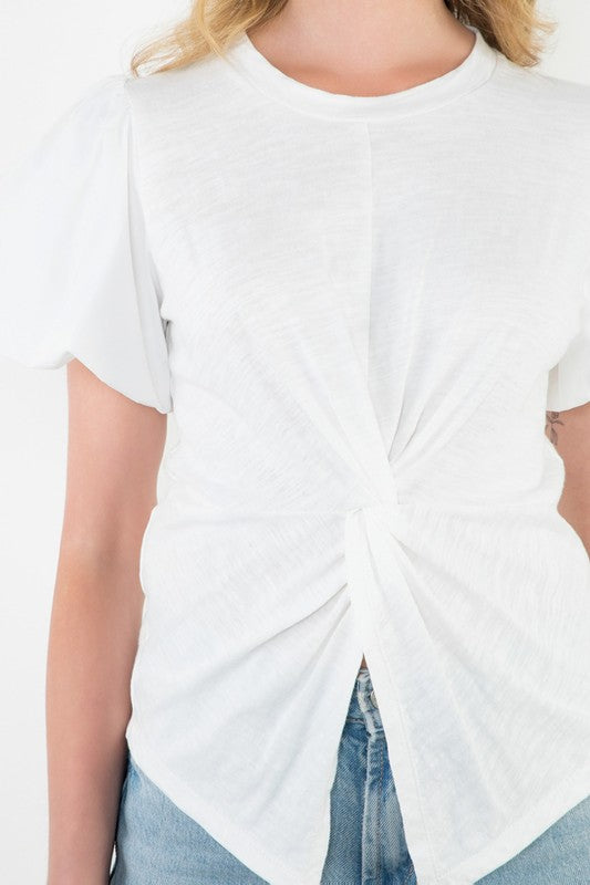 Polly Puff Sleeve Twist Front Top