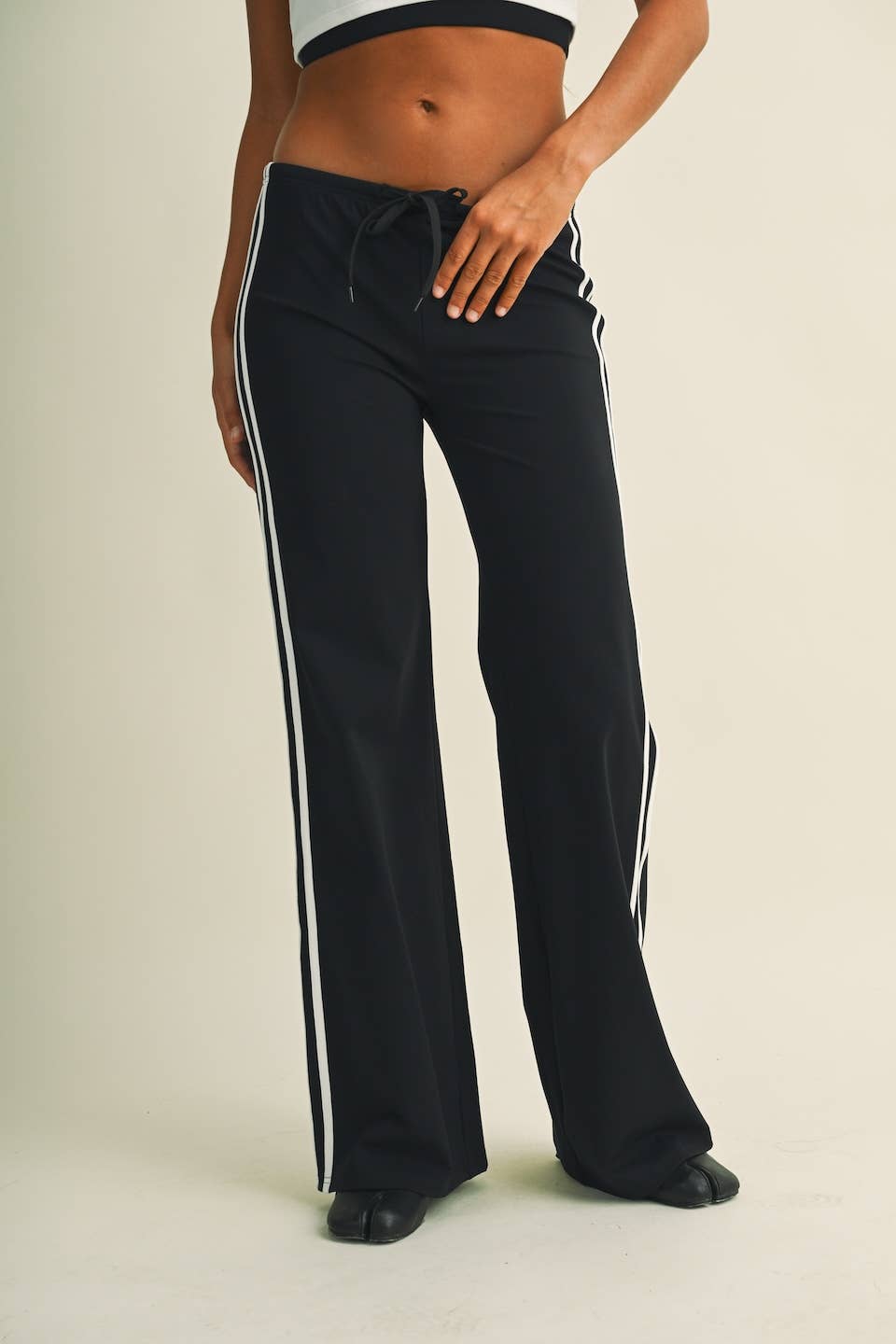 Side Stripe Low Waist Straight Leg Pants