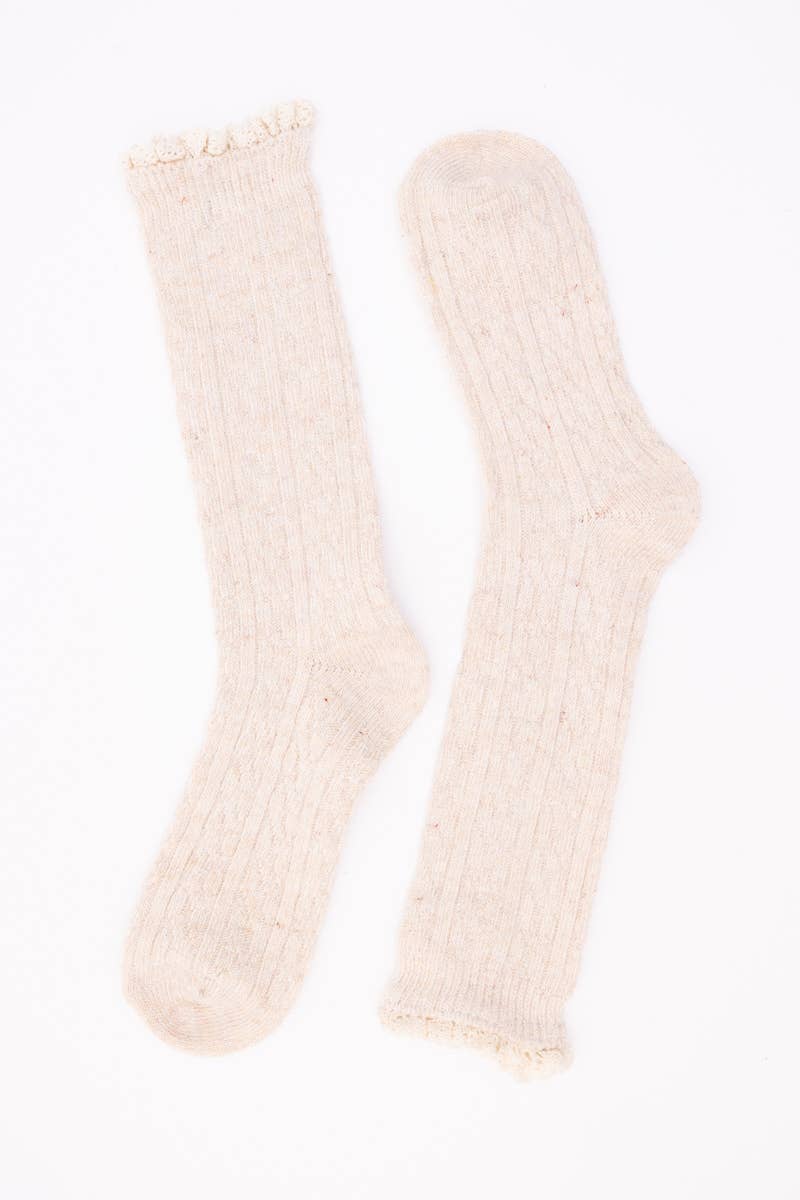Autumn Vibes Ribbed Ruffle-Trim Socks