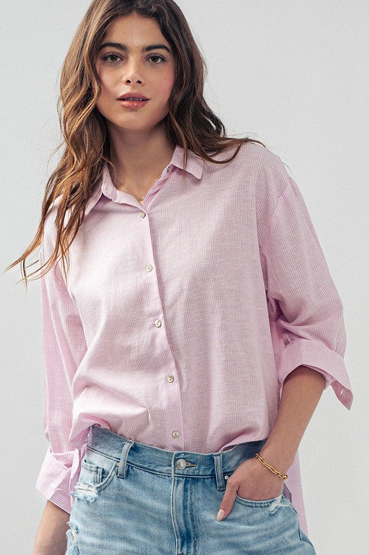 Work to Play Pinstriped Button Up Shirt