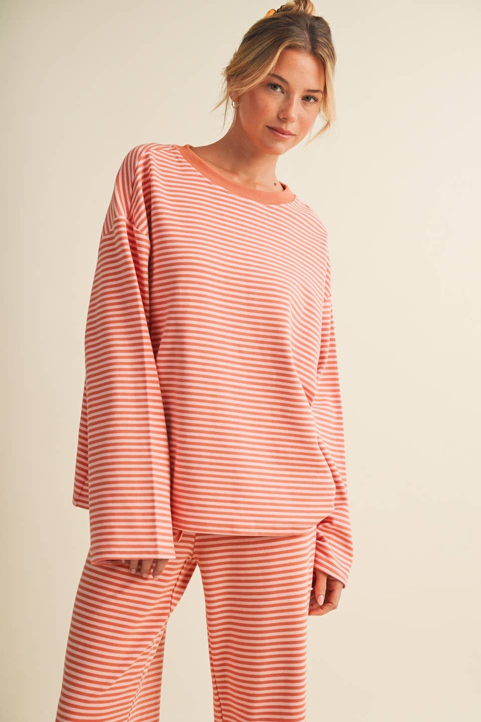 Striped Cotton Knit Oversized Top