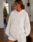 A Cottage Christmas Icons Quilted Hoodie