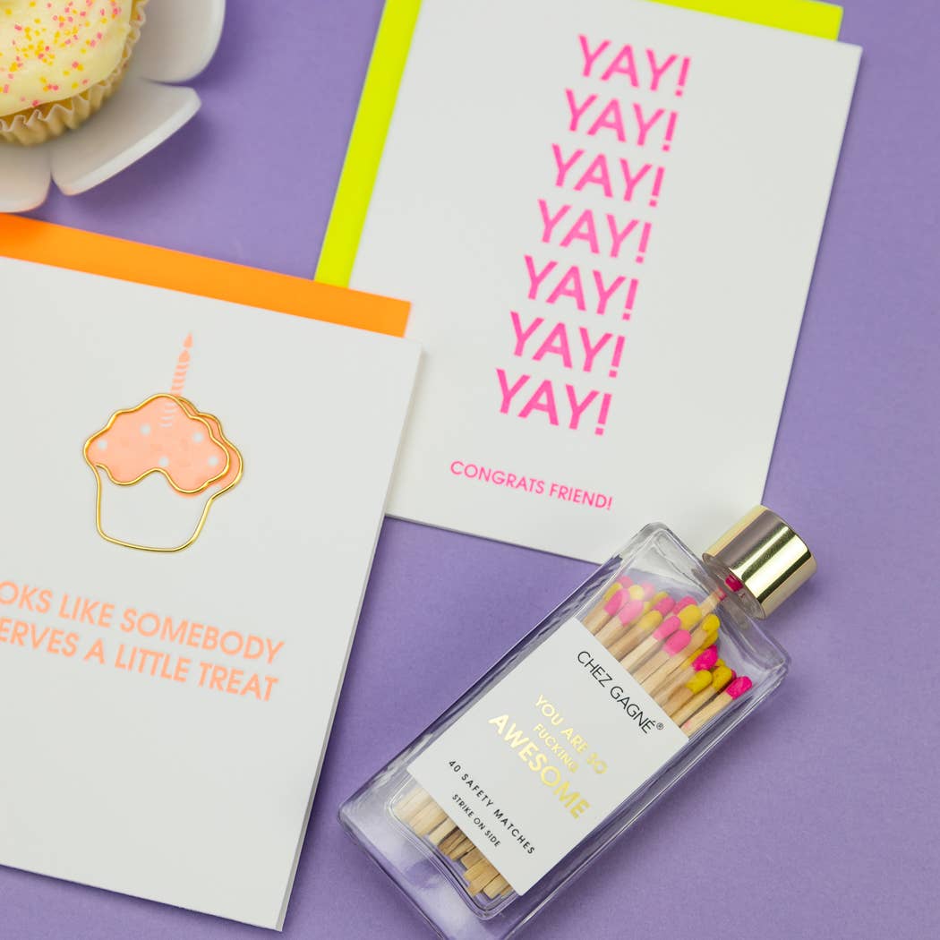 You're So F*cking Awesome - Glass Bottle Safety Matches - Pink/Yellow