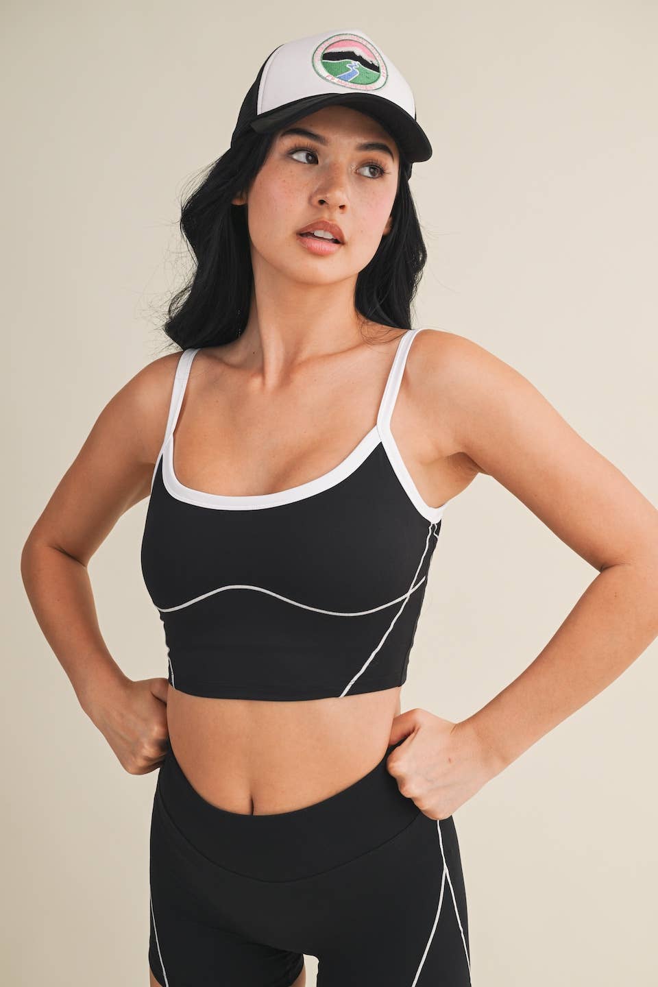 Quinn Contrast Top- Black