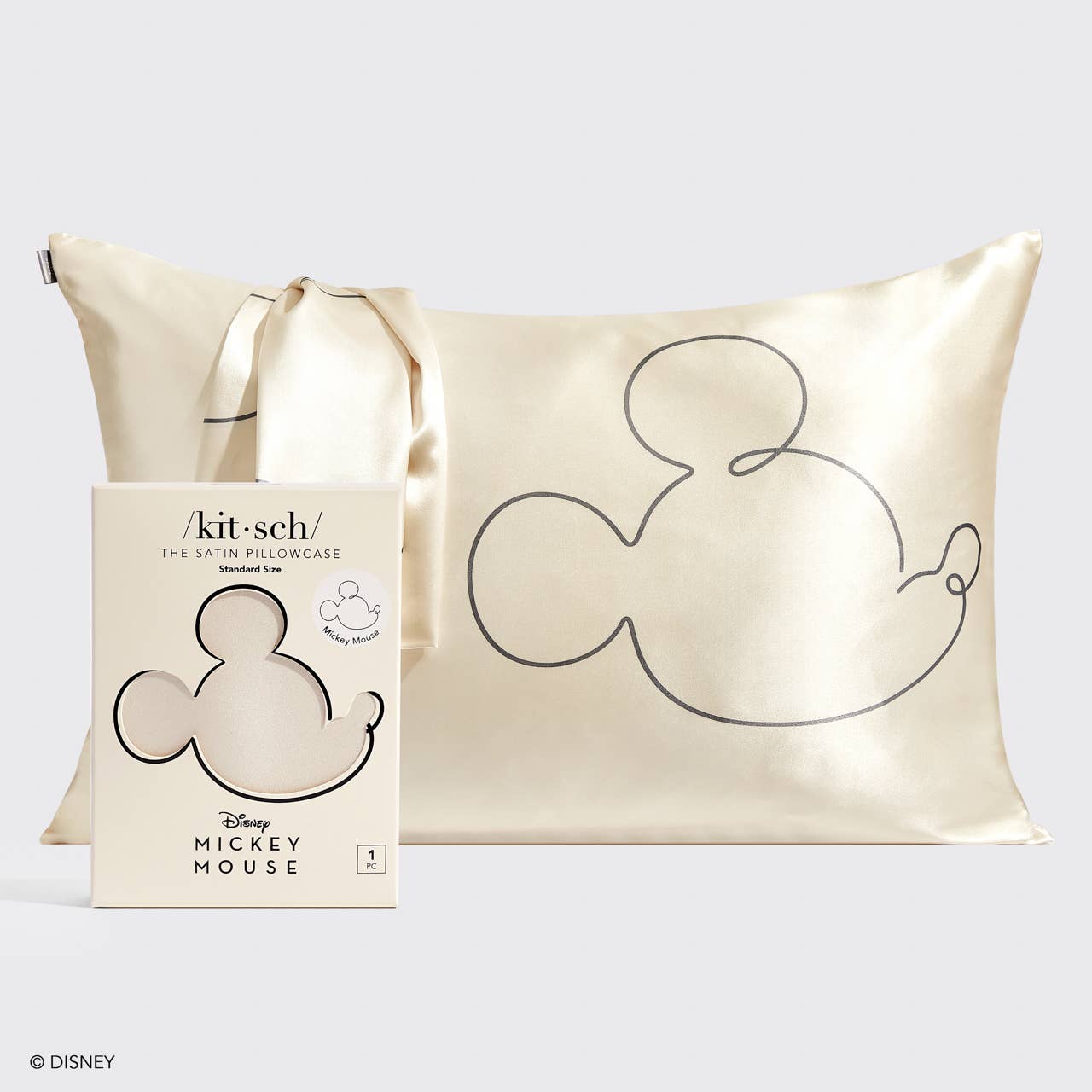 Kitsch & Mickey and Minnie Satin Pillowcase Mr. Mouse -Cream - sanitystyle