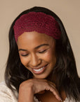 Wide Lace Elastic Headbands 2pc Set - Cherry Lacquer & Dusty Pink