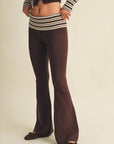 Striped Foldover Flare Knit Sweater Pants