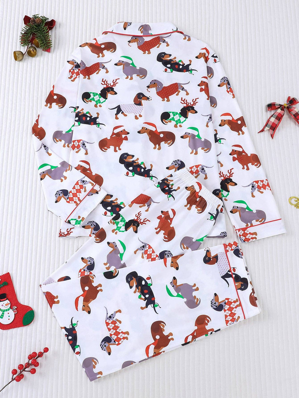 Merry Dachshund Women's Long Sleeve Pajama Set
