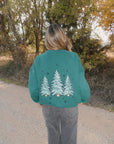 Sparkling Christmas Tree Embroidered Crewneck Sweatshirts
