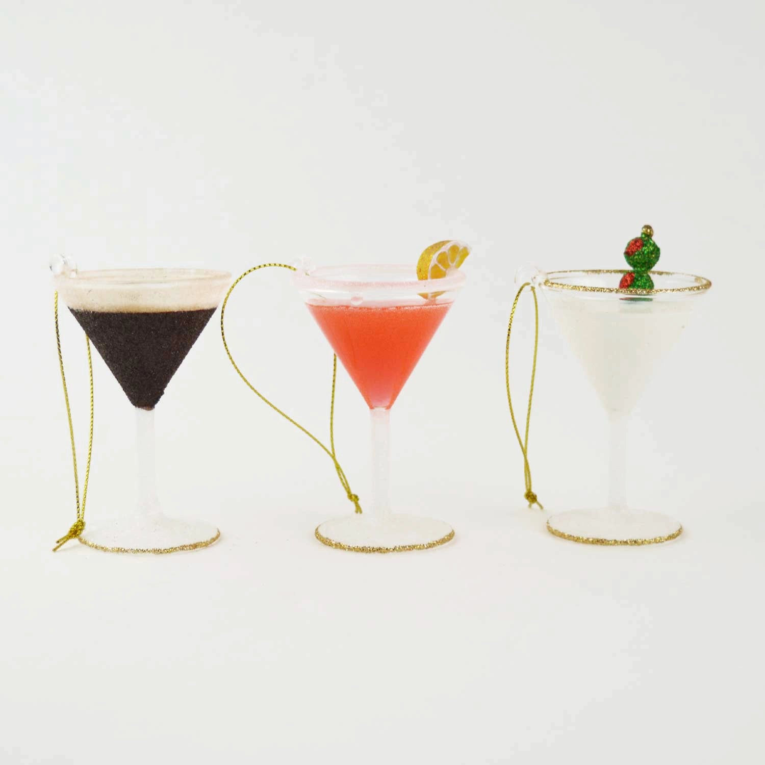 Martini 3pc Glass Ornament Set