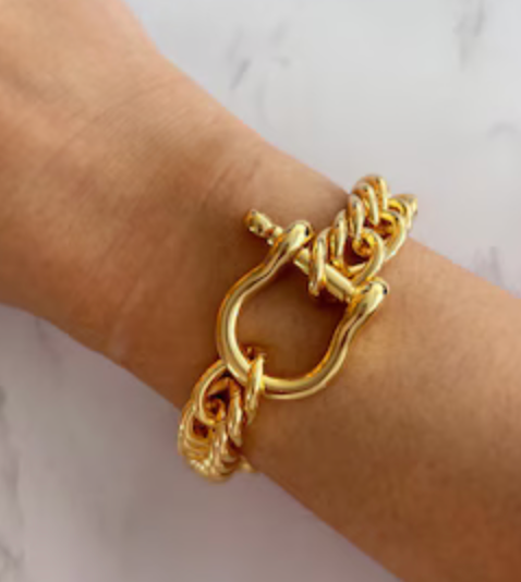 Horse Bit Carabiner Cuban Bracelet- Equestrian Steel