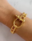 Horse Bit Carabiner Cuban Bracelet- Equestrian Steel