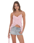 Lucy in the Sky Ruffle Tassel Top in Pink