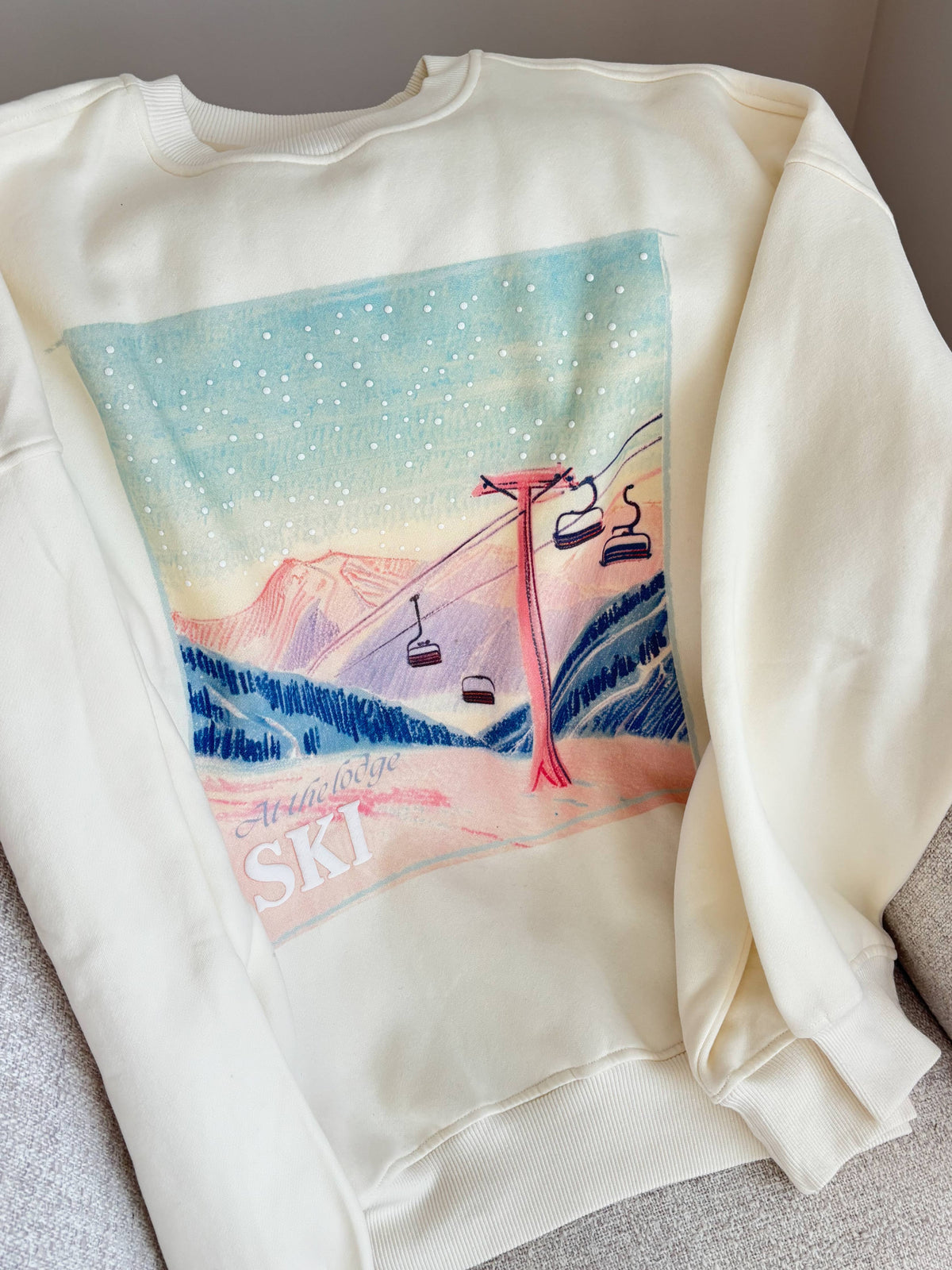 At The Lodge Ski Puff Print Sweatshirt