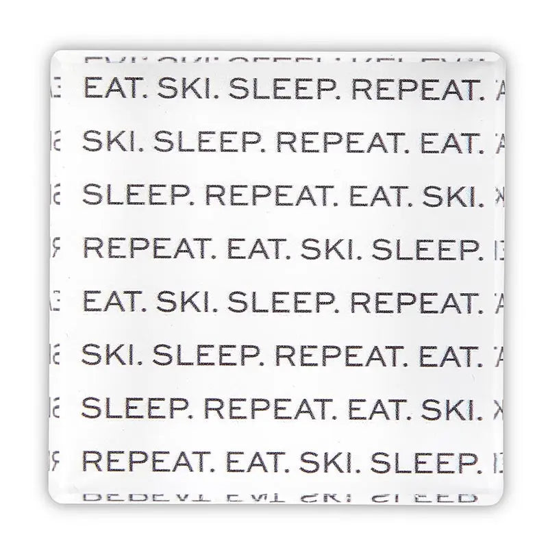 Lucite Cube Eat Ski Repeat