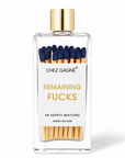 Remaining Fucks - Glass Bottle Matches, Navy, Funny Gift