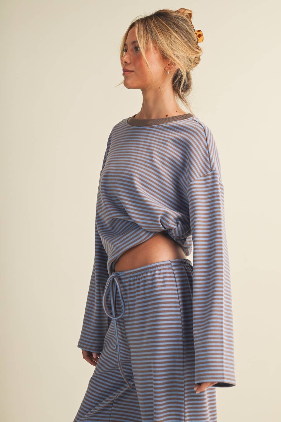 Striped Cotton Knit Oversized Top
