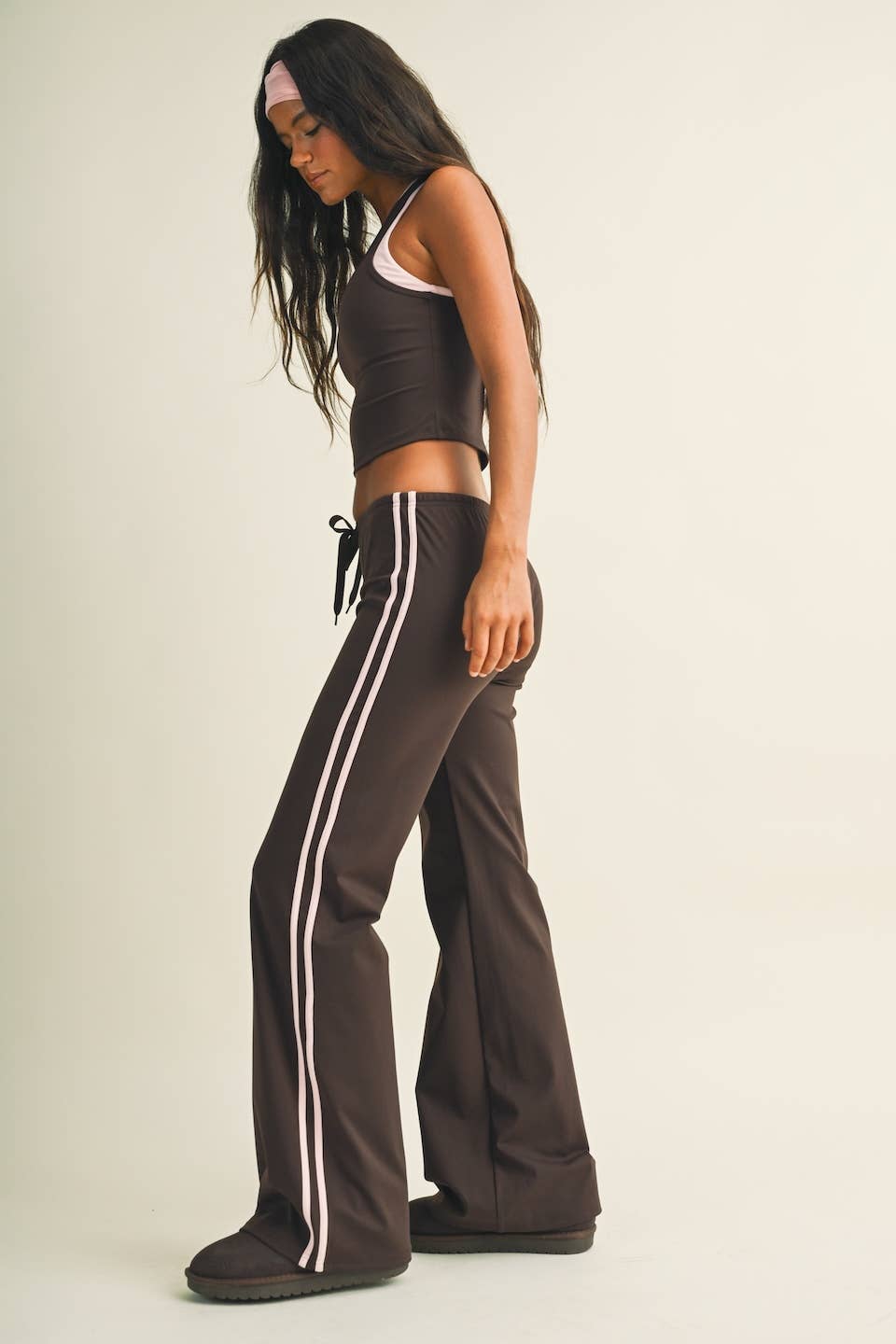 Side Stripe Low Waist Straight Leg Pants