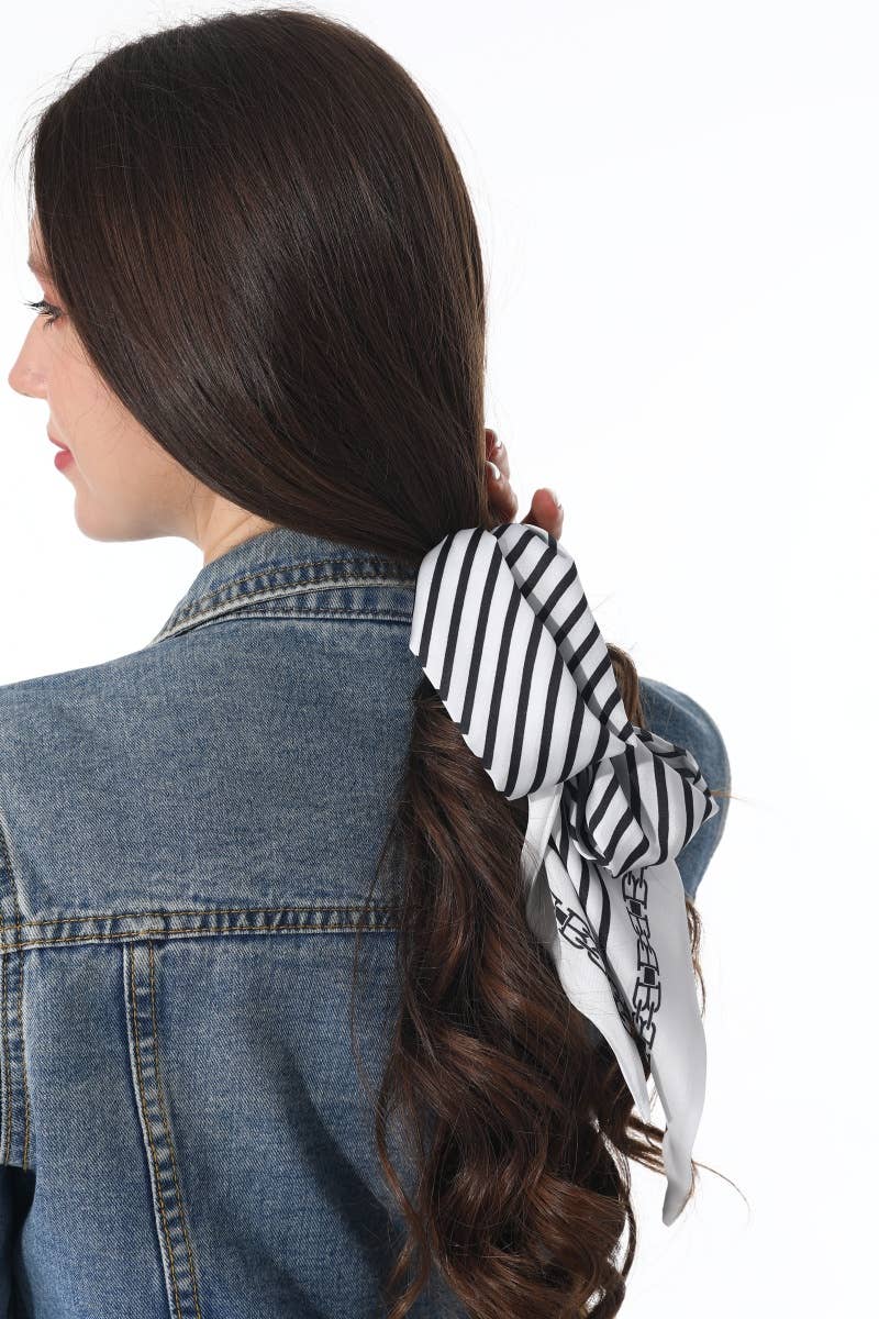 Striped Satin Silky Skinny Scarf
