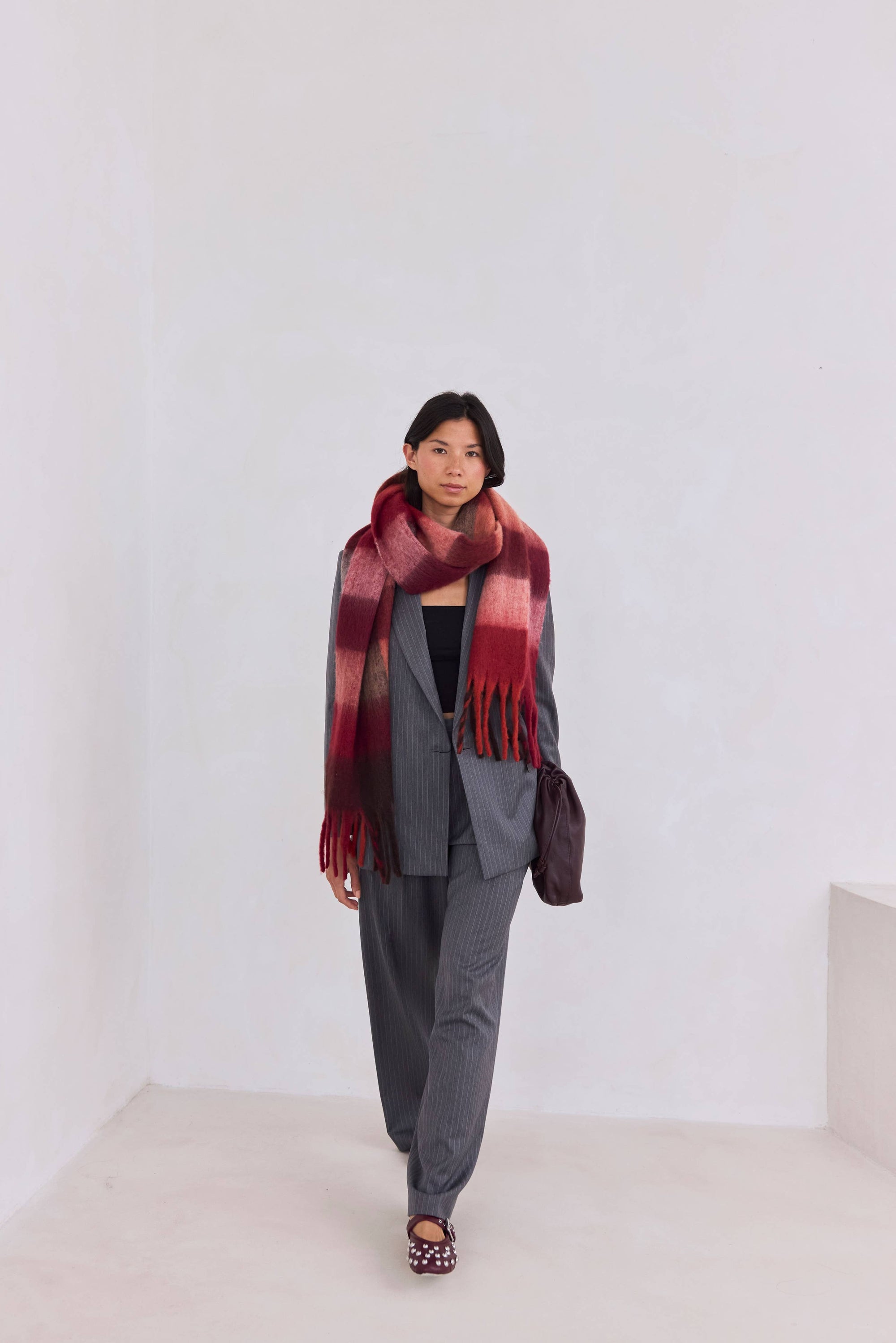 The Reykjavik Scarf  Burgundy check