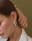 Wave-Puffy Hoop- Steel Earrings- 14K gold or Silver
