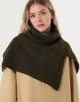 Ribbed Knit Turtleneck Shoulder Wrap Neck Warmer