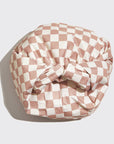 Satin Lined Flexi Shower Cap - Terracotta Checker