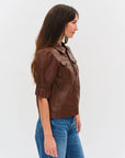 Jennifer Faux Leather Jacket Brown