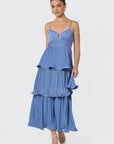 Lupin Tiered Dress- Slate Blue