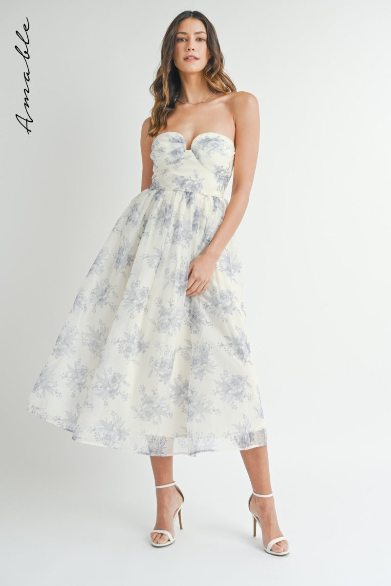 Ali Floral Strapless Dress