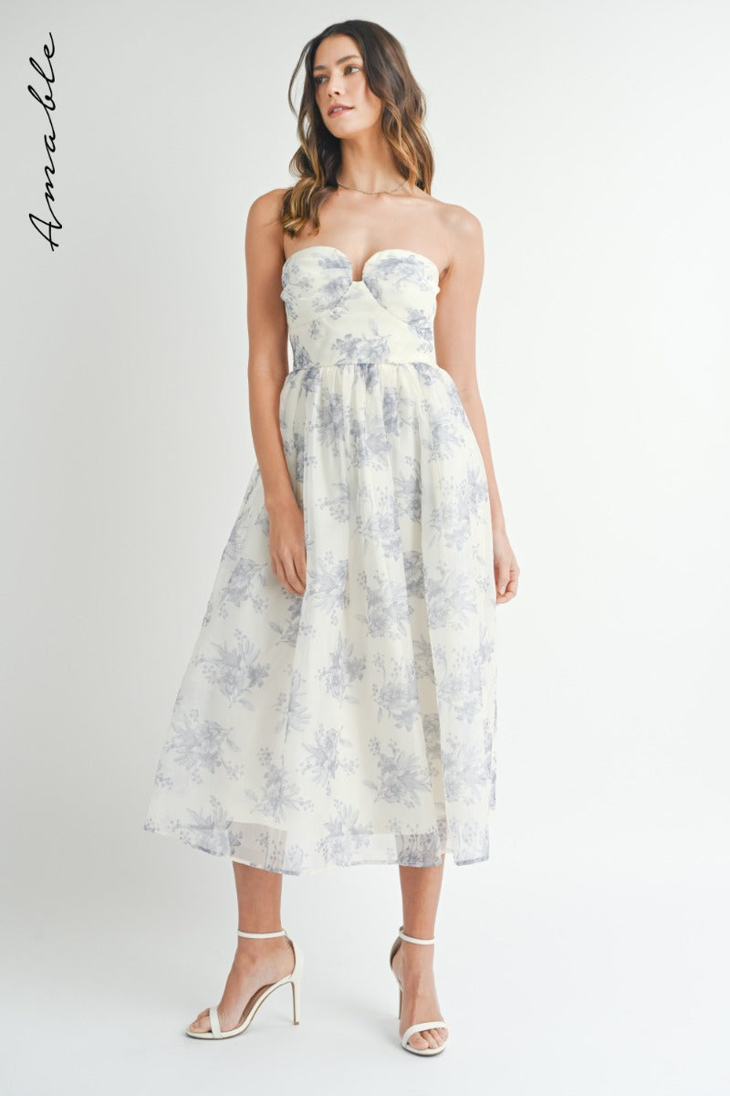 Ali Floral Strapless Dress