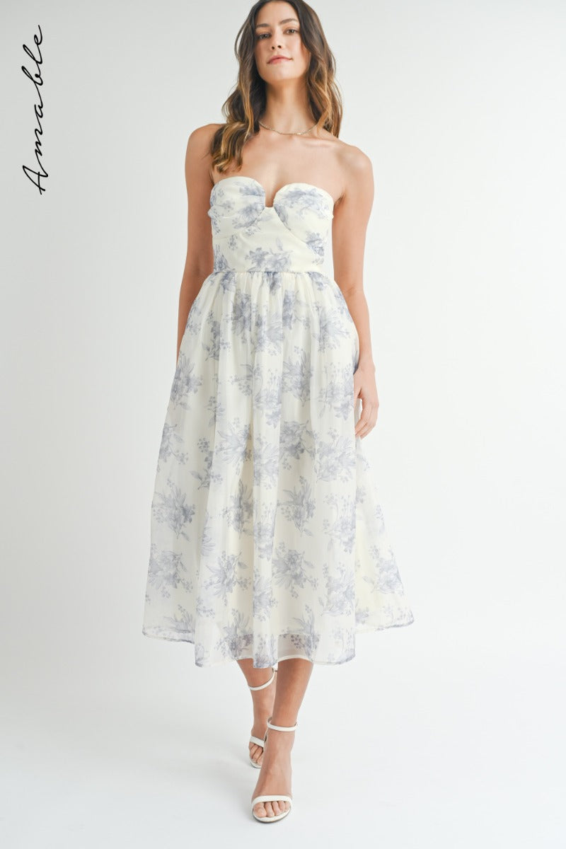 Ali Floral Strapless Dress