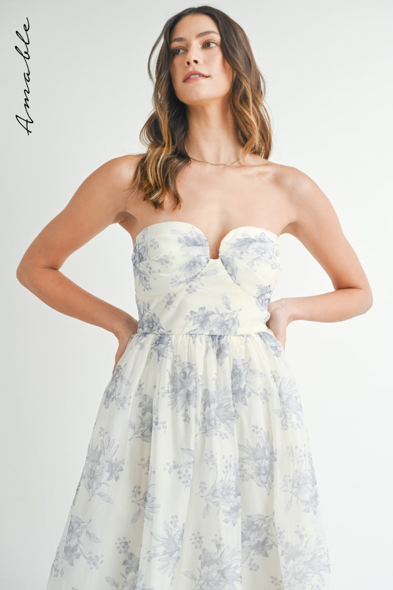 Ali Floral Strapless Dress