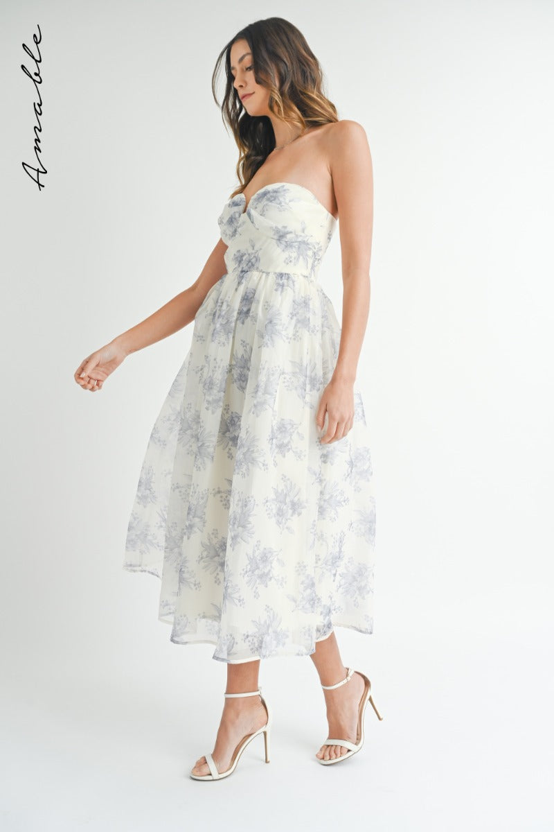 Ali Floral Strapless Dress