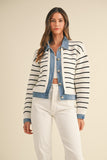 Alla Striped Denim Cardigan