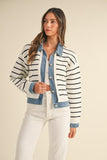 Alla Striped Denim Cardigan